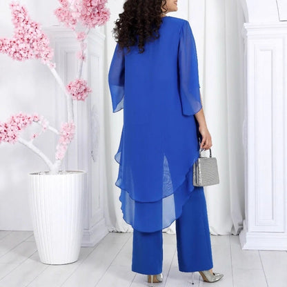 Damen Tunika mit Überlagerung und Eleganten Pants