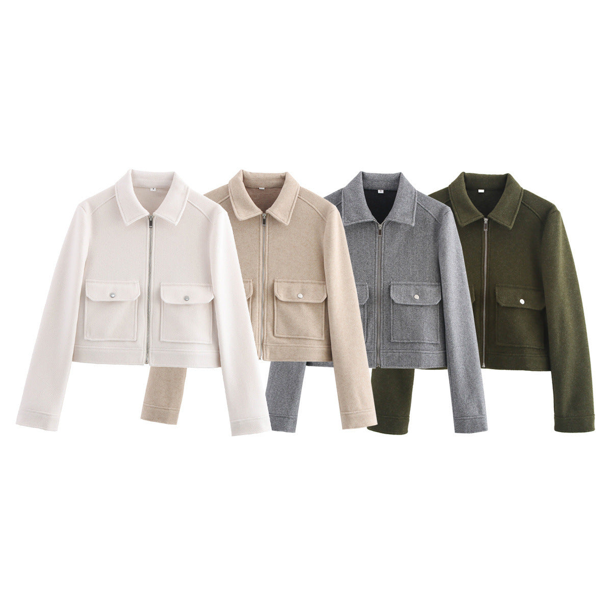 Damen Kurzjacke Lässiger Schnitt Baumwolle Praktische Taschen