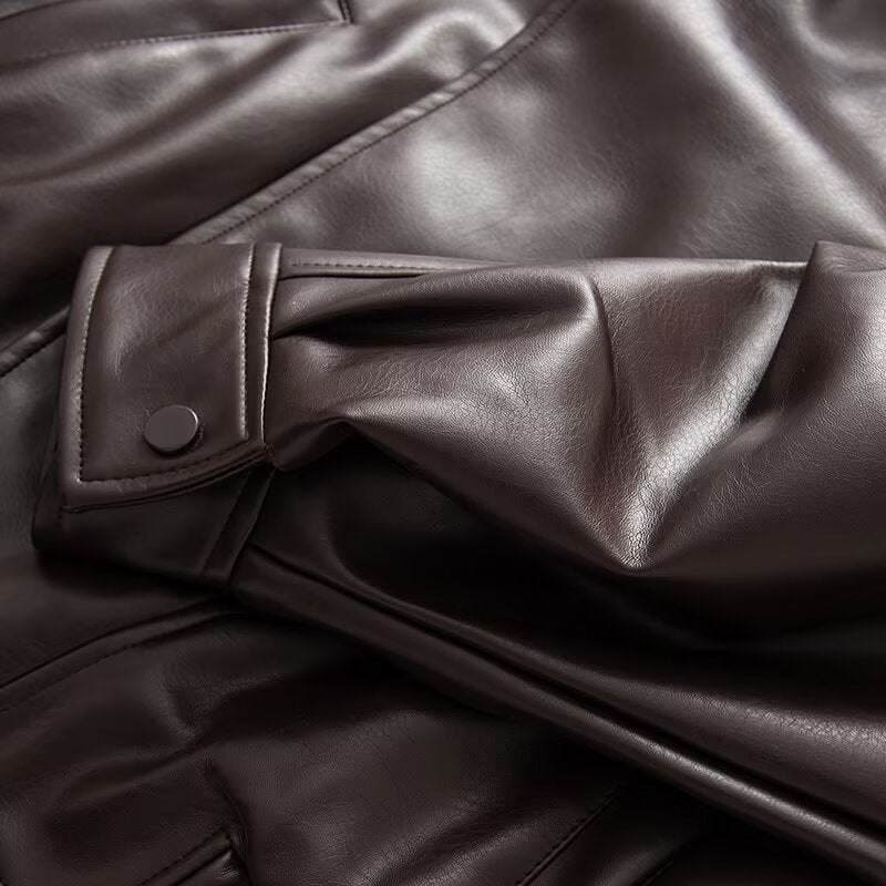 Damen Kunstlederjacke Innovatives Design Praktische Taschen