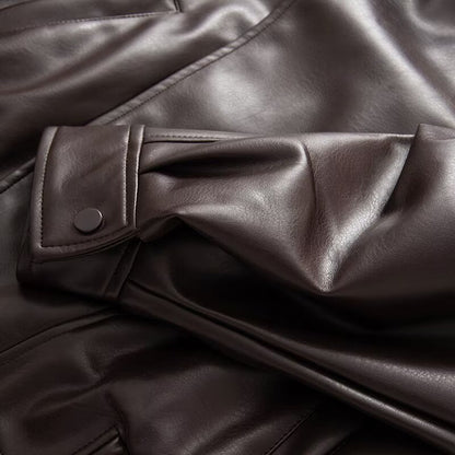 Damen Kunstlederjacke Innovatives Design Praktische Taschen