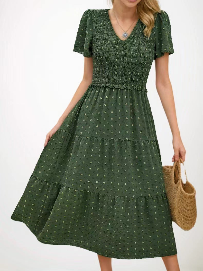 Damen Midi-Kleid Elastisch Rüschen Norvielle
