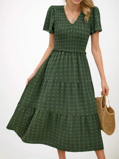 Damen Midi-Kleid Elastisch Rüschen Norvielle