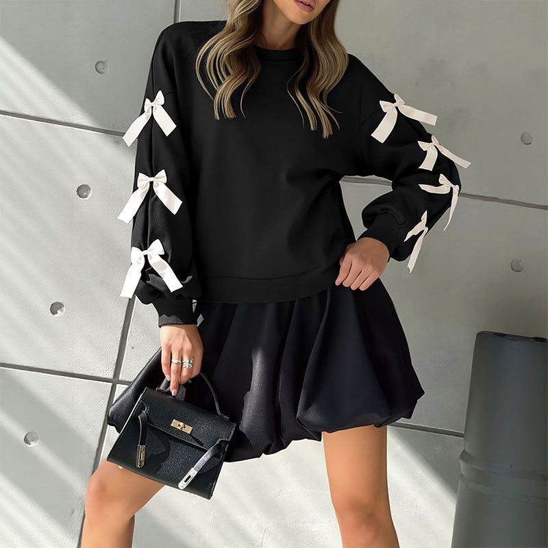 Damen Oversized Pullover mit Schleifendetails Norvielle