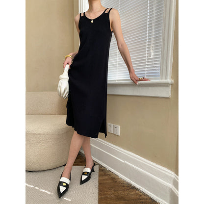 Damen Midikleid Weiches Material Mit Trägern