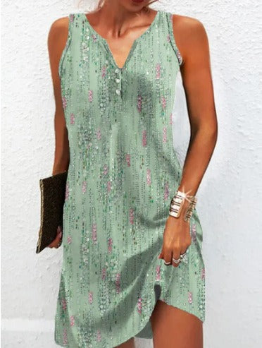 Damen Sommerkleid V-Ausschnitt Asymmetrischer Saum Norvielle