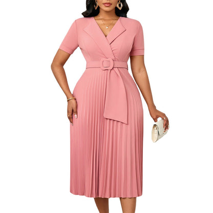 Damen Plissee-Kleid mit Blazer-Oberteil und abnehmbarem Gürtel