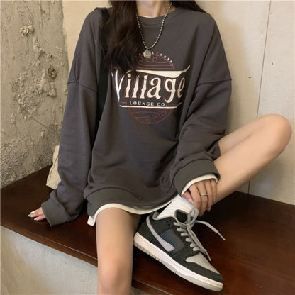 Damen Oversized Pullover mit kreativem Druck atmungsaktives Material - Norvielle