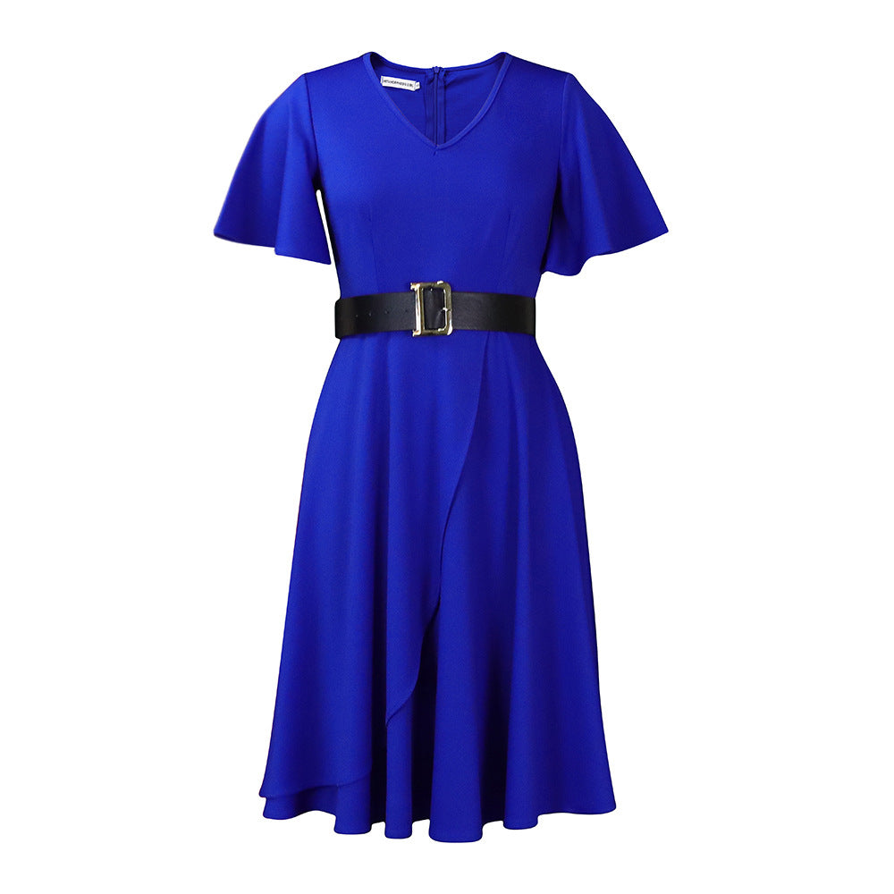 Damen Wickelkleid Weiter Rock Eleganter Taillengürtel Norvielle