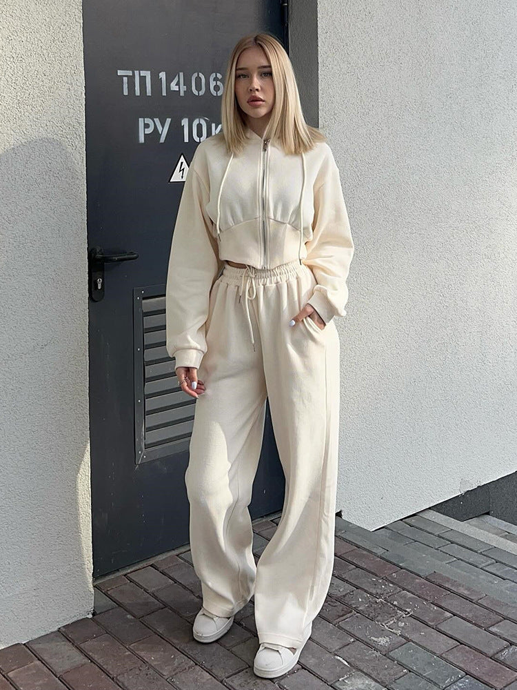 Damen Oversized Loungewear Set Weites Reißverschluss Oberteil