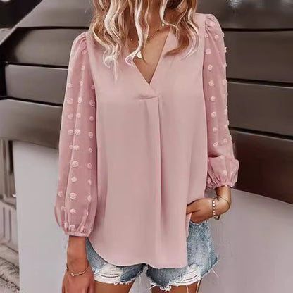 Damen Bluse Polka Dot transparente Ärmel Norvielle