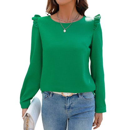 Damen Pullover Lässig Rüschendetails Norvielle