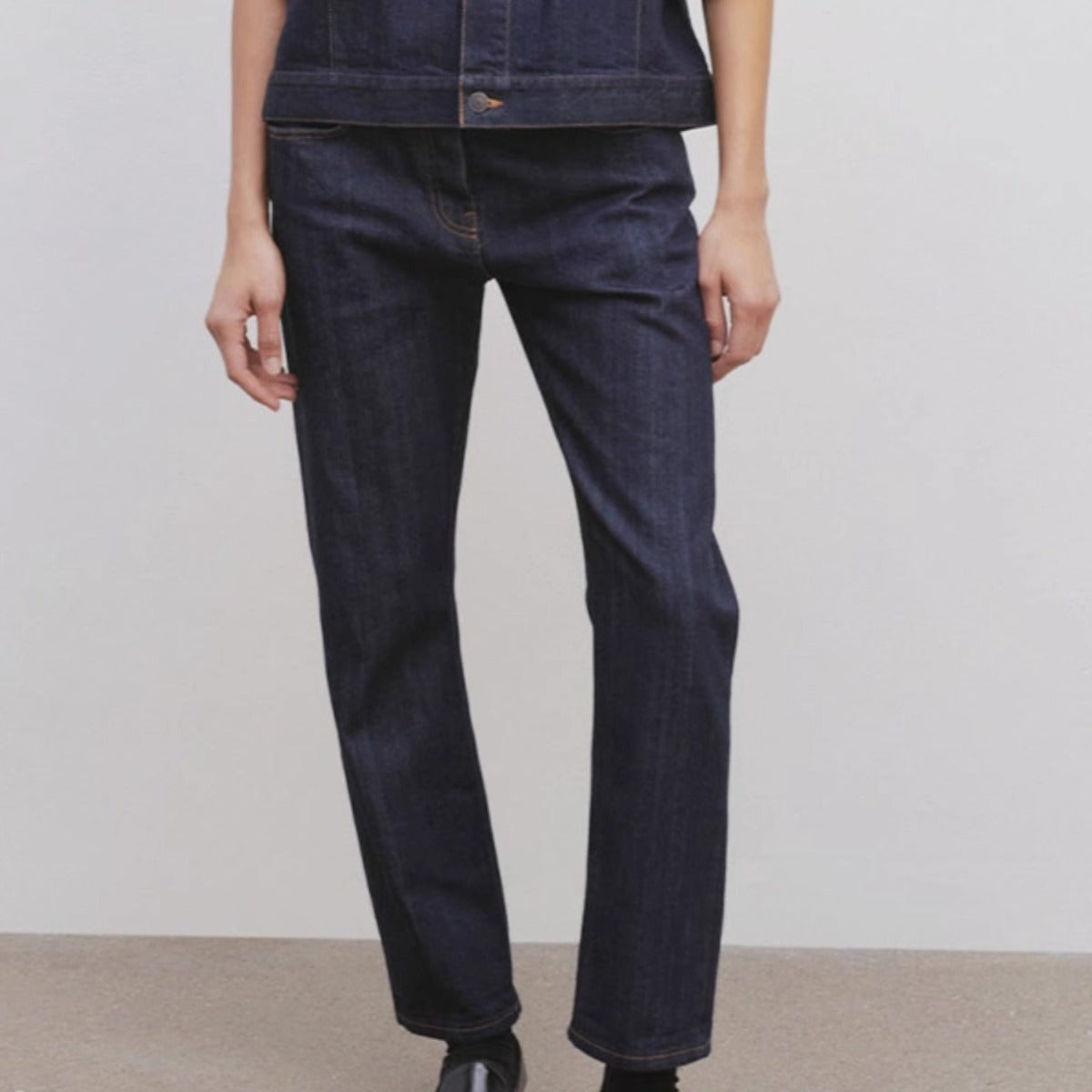 Damen Highwaist Jeans Gerade Geschnitten Darkblue Norvielle - Norvielle