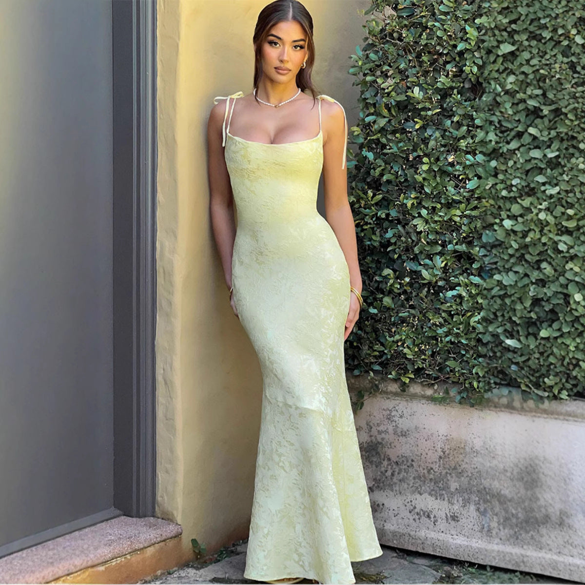 Damen Abendkleid Floralmuster Verstellbare Träger Norvielle - Norvielle