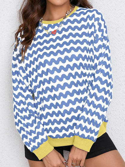 Damen Sweatshirt Wellenmuster Sportlich Norvielle