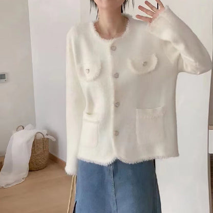 Damen Flauschcardigan mit Herzendetails