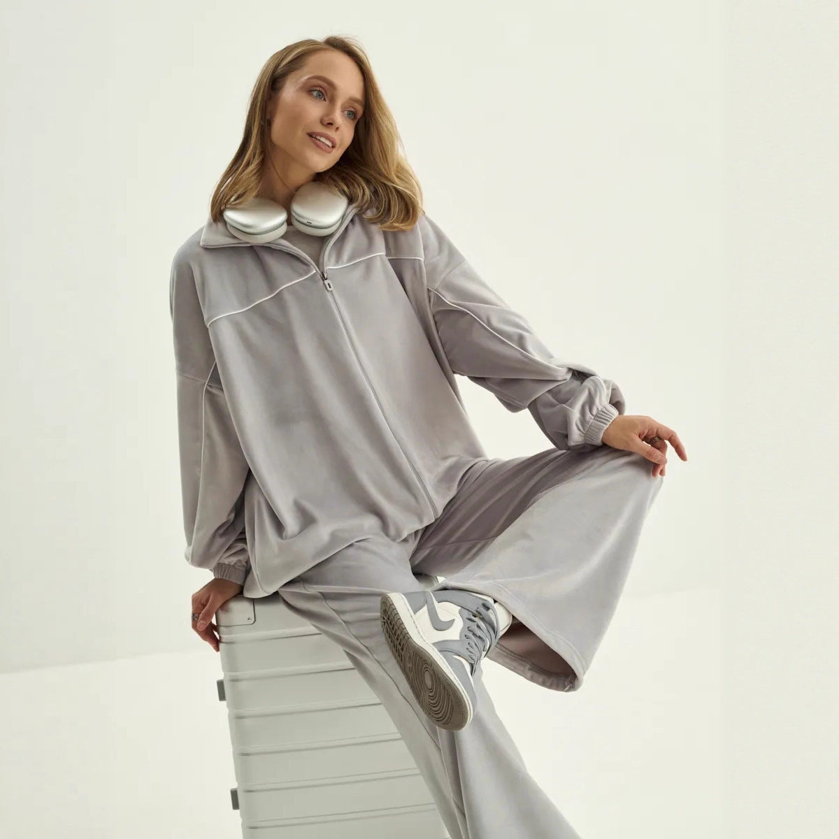 Damen Fleecejacke Hochkragen Lässiger Schnitt Norvielle