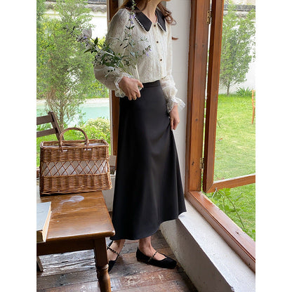 Damen Bluse Spitzenkragen Dekorative Knöpfe Norvielle