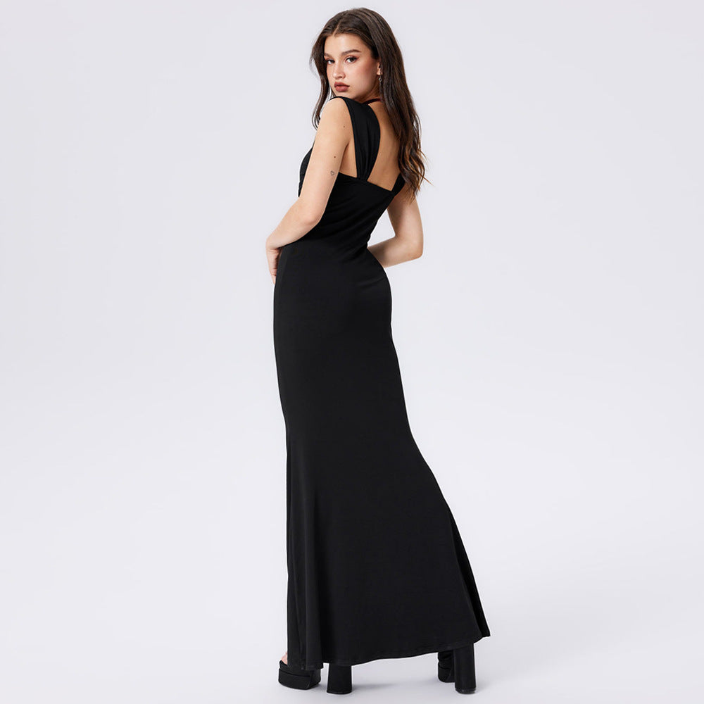 Damen Maxikleid Figurbetont Drapierung Norvielle