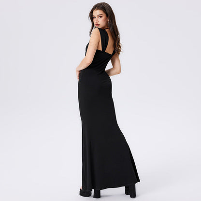 Damen Maxikleid Figurbetont Drapierung Norvielle