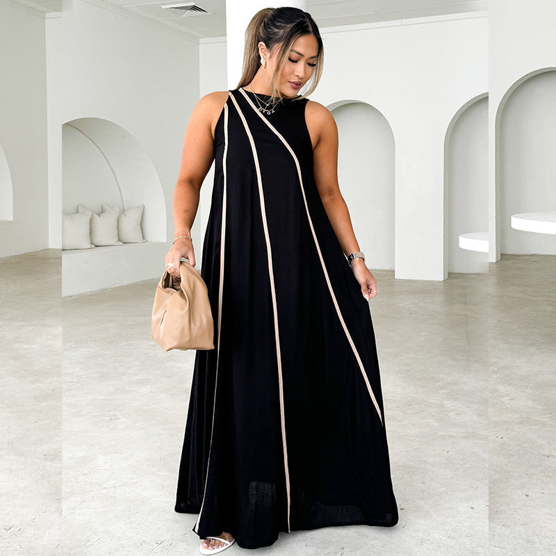 Damen Maxikleid Asymmetrisch Elegante Schnürung