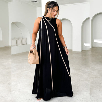 Damen Maxikleid Asymmetrisch Elegante Schnürung