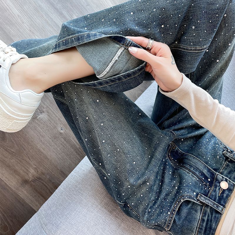 Damen Jeans mit Perlendetails Glanzoptik Norvielle