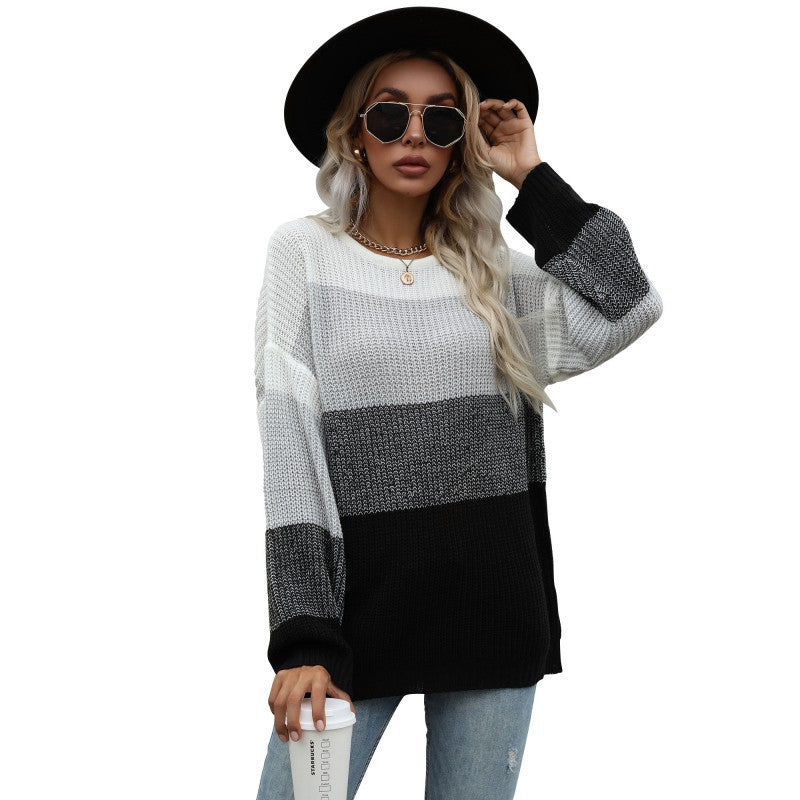 Damen Pullover Lässig Gestreift Weit Norvielle
