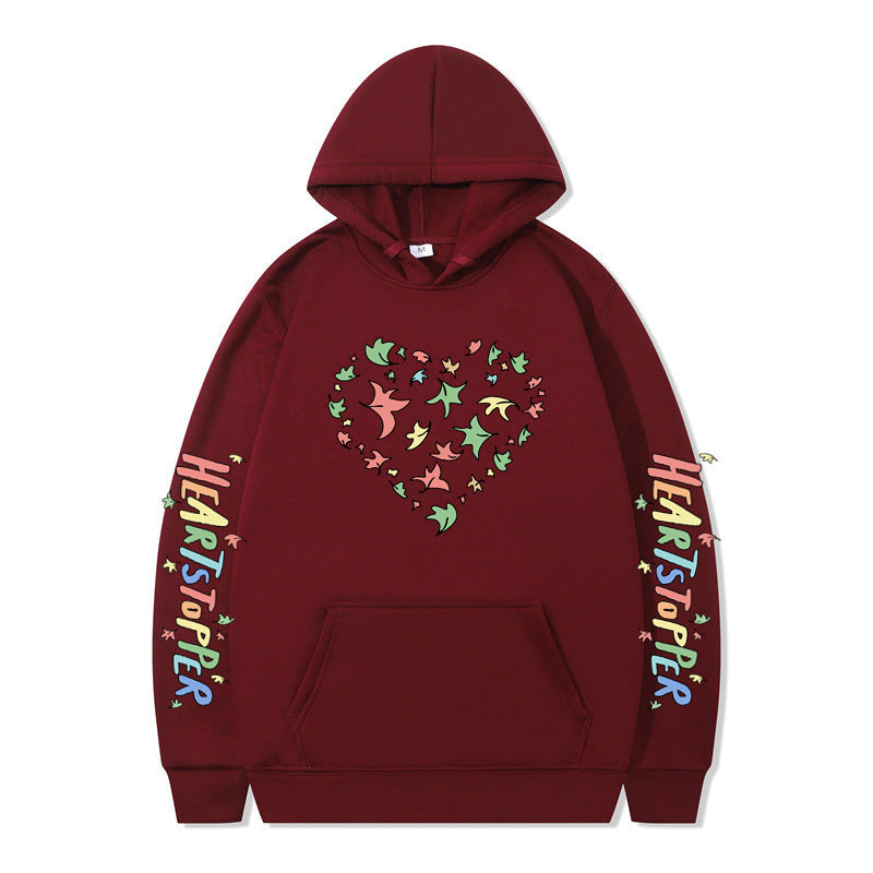 Damen Kapuzenpullover Herz- und Blattmotiv Norvielle
