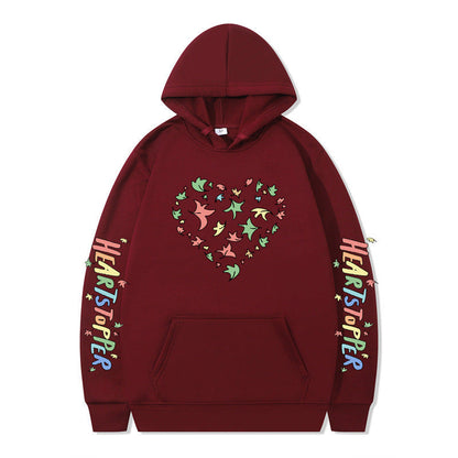 Damen Kapuzenpullover Herz- und Blattmotiv Norvielle