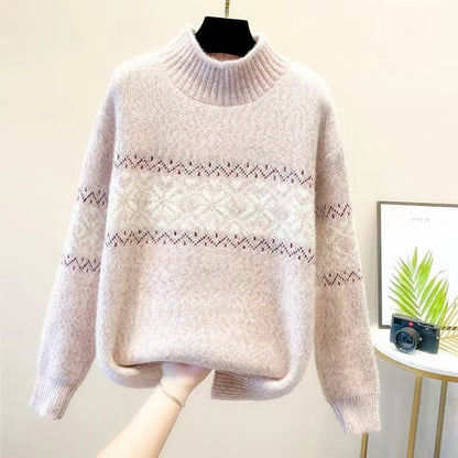 Damen Rollkragenpullover Nordisches Muster Norvielle