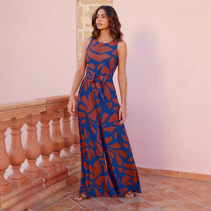 Damen Maxikleid Floral mit Bindegürtel Eleganter Schnitt