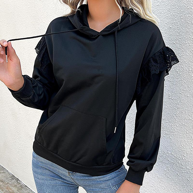 Damen Kapuzenpullover Rüschendetails Elegant Norvielle - Norvielle