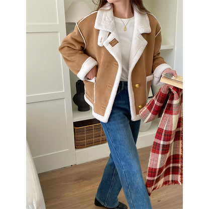 Damen Oversized Teddyjacke Norvielle mit Designer-Nähten - Norvielle