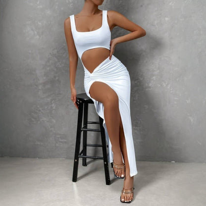 Damen Maxi-Kleid Cut-Out Wickeldesign Hochschlitz Norvielle - Norvielle