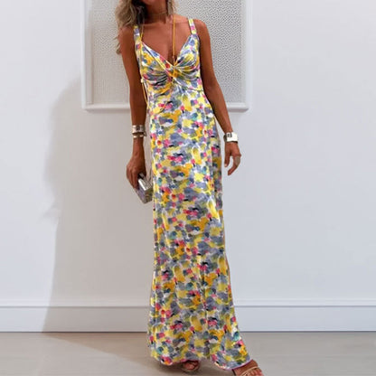 Damen Maxikleid Florales Muster Wickeldesign Norvielle