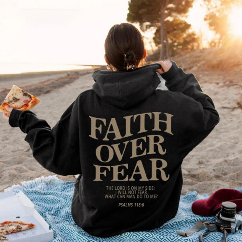 Damen Hoodie Bequem Inspirierender Schriftzug Grau