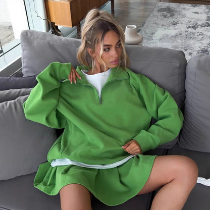 Damen Sweatshirt Oversized Mit Reißverschluss Norvielle