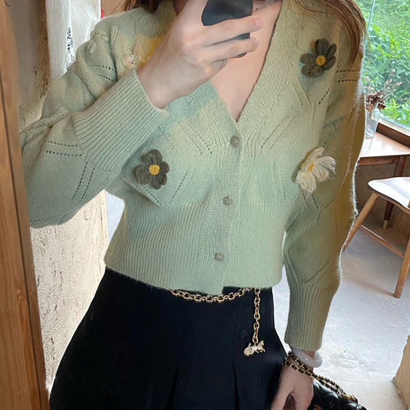 Damen Strickjacke Floral Lässig Norvielle