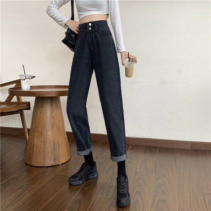 Damen Mom-Jeans Hochtaillierte Abnehmbare Säume Norvielle
