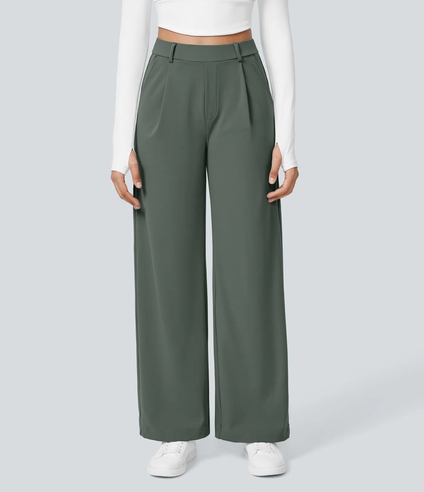 Damen Palazzo-Hose Weit Geschnitten Falten Norvielle