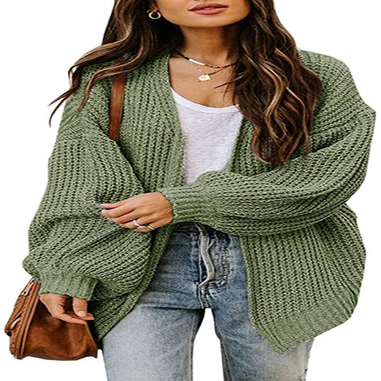 Damen Grobstrick-Pullover Voluminöse Ärmel Lässiger Schnitt