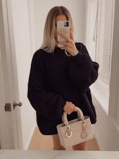 Damen Oversized Strickpullover Weiches Material Voluminöse Ärmel