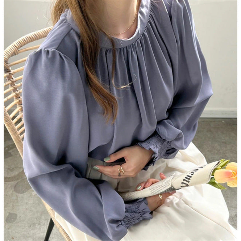 Damen Bluse Voluminöse Ärmel Stehkragen Norvielle