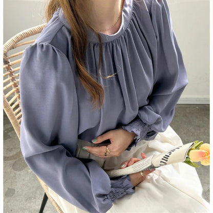 Damen Bluse Voluminöse Ärmel Stehkragen Norvielle