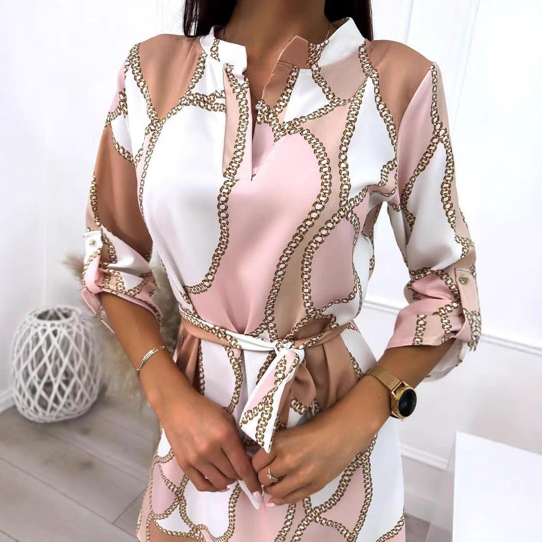 Damen Wickelkleid Floralmuster Gürtel Norvielle - Norvielle