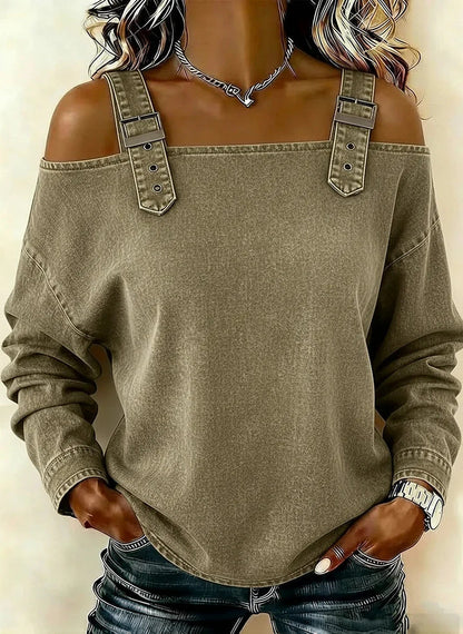 Damen Sweatshirt Dekorative Schulterdetails Norvielle