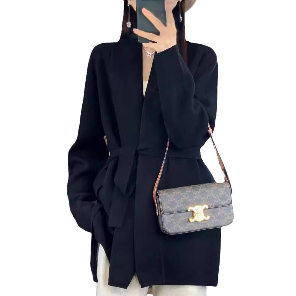 Damen Strickjacke mit Bindegürtel und Taschen Norvielle