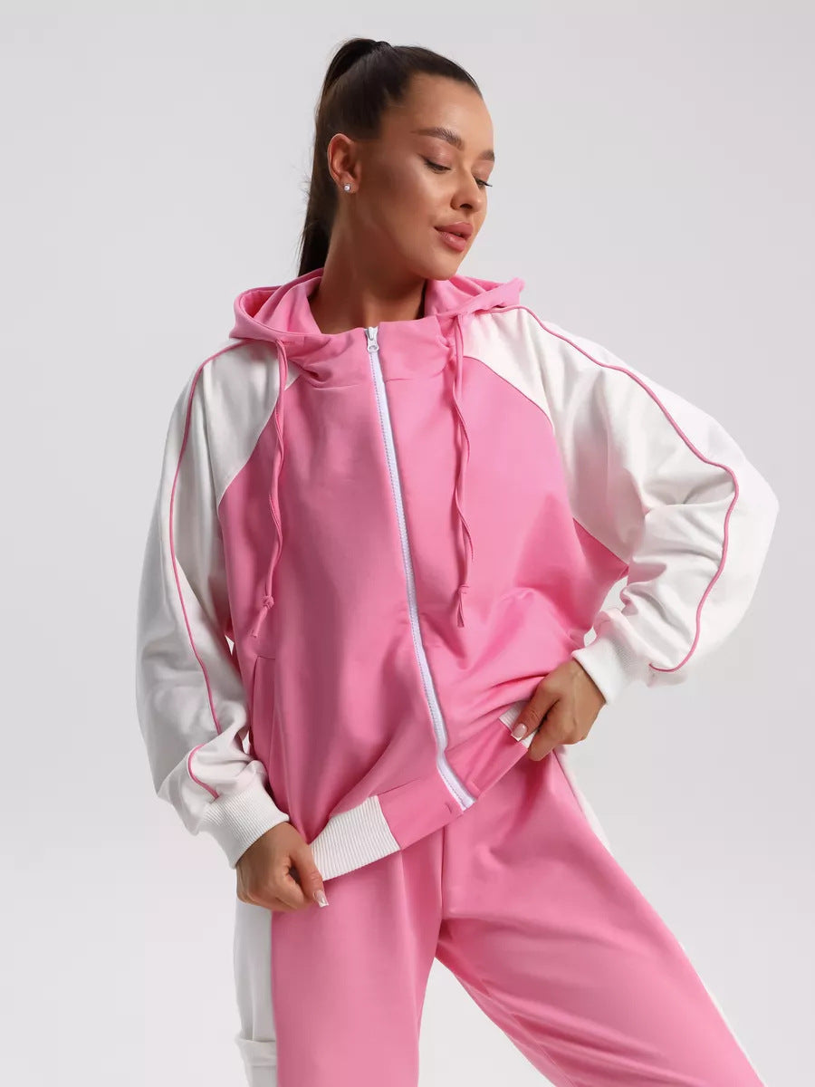 Damen Sportliches Freizeit-Set mit Kontrasten und Taschen