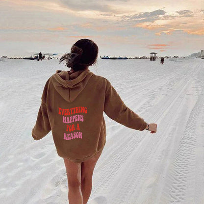 Damen Kapuzenpullover mit Motivschriftzug Baumwolle Bequem