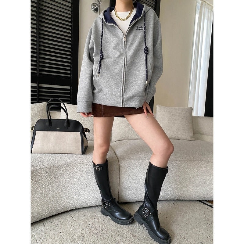 Damen Kapuzenpullover mit Reißverschluss und Taschen Norvielle